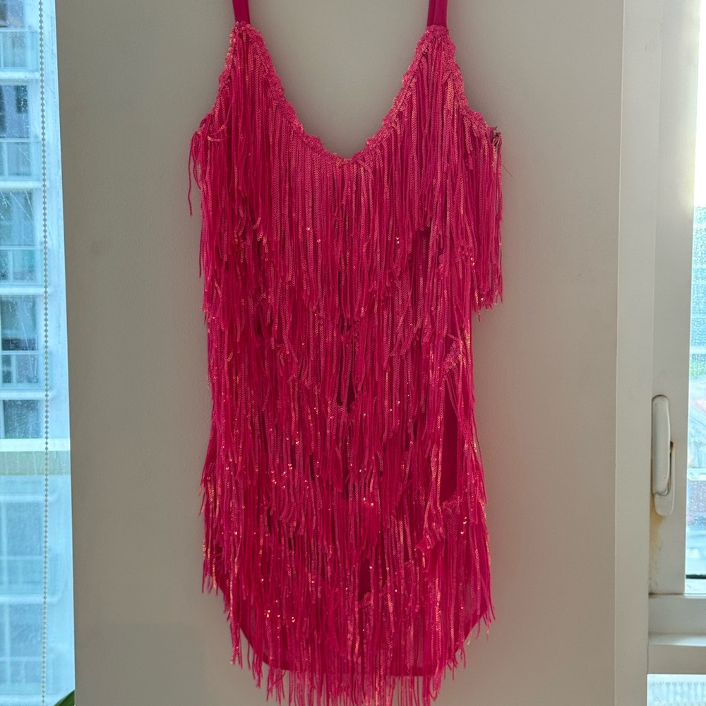 AKIRA Pink Sequin Fringe Dress - Picture 2 of 5